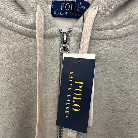Polo Ralph Lauren Waffle Knit Hoodie Full Zip Jacket Gray Men's XLT Gray NWT - Picture 3 of 7
